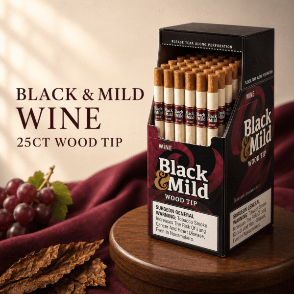 Black and Mild 25ct Wine W. Tip - poster Black and Mild 25ct Plastic Tip